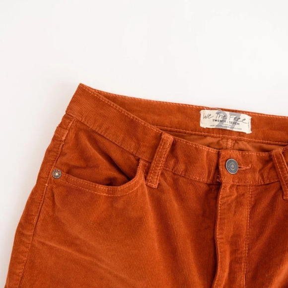 We The Free  Burnt Rust Corduroy Mid-Rise Autumn Skinny Pants 27 - Picture 13 of 15